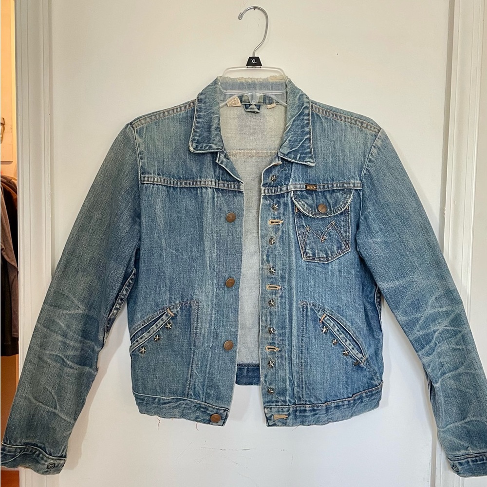 Incredible True Vintage Maverick Seventies 70s Denim Jean Jacket With Star Studs